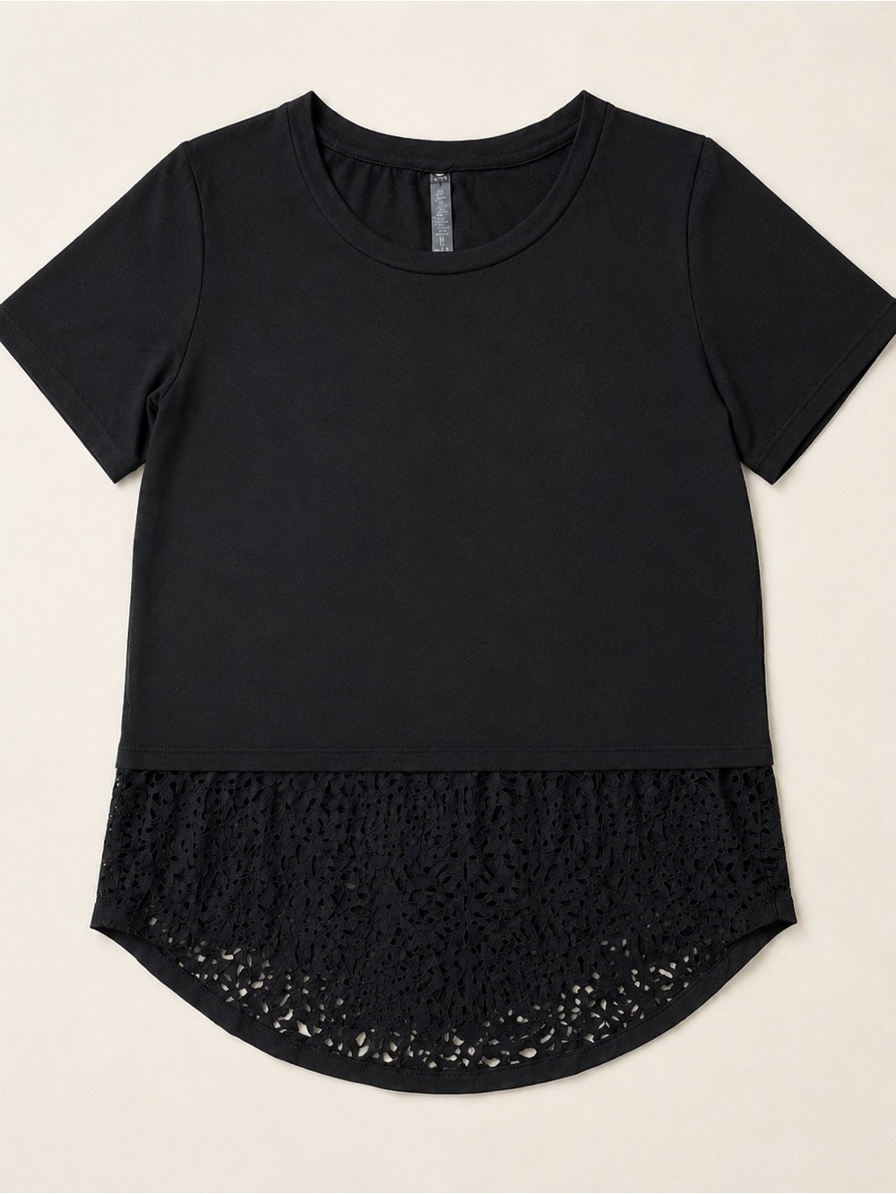 Reflex by Reebok Y2K Black Jersey Tee Large | Cutout Lace Hem T Shirt
